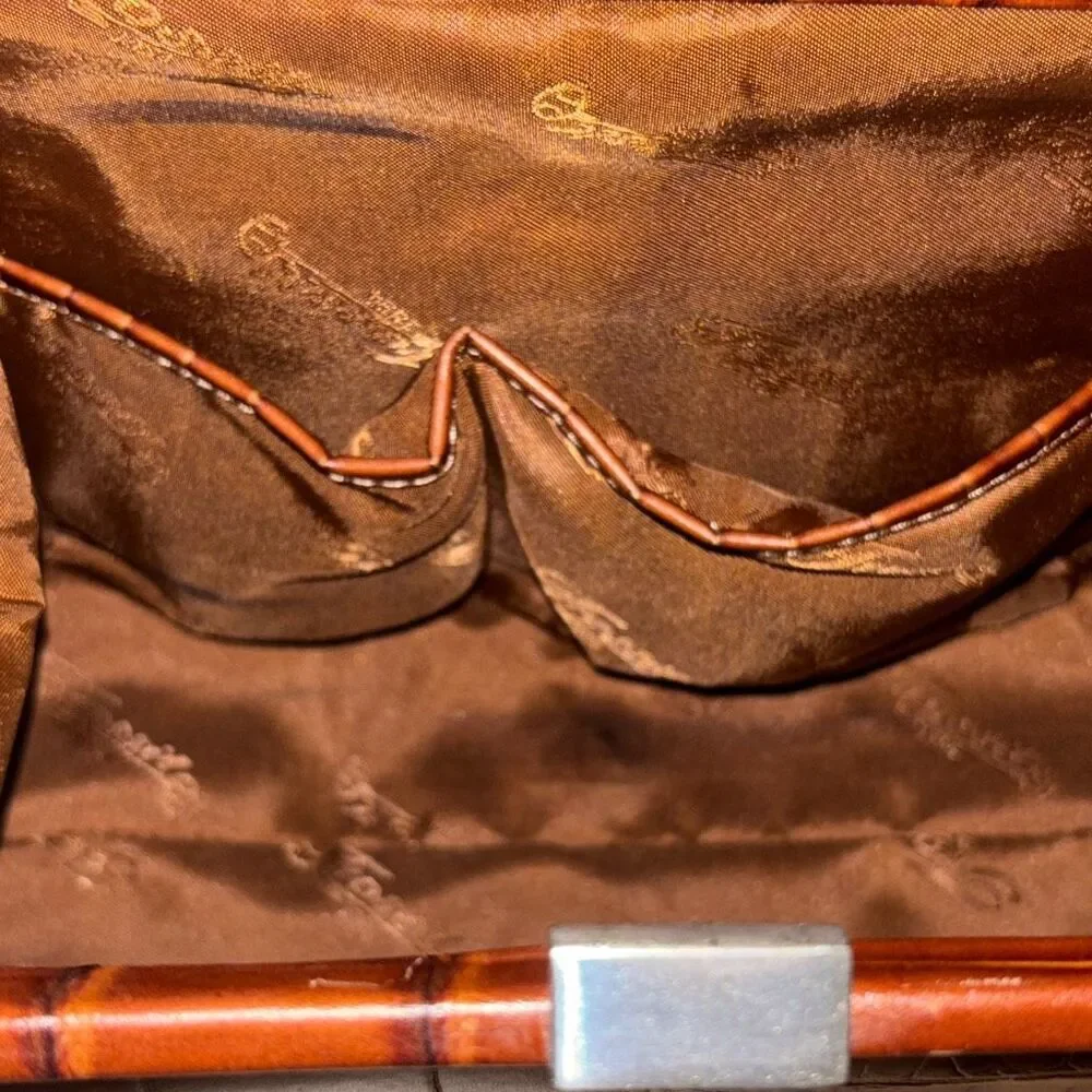 Classic Croc-Embossed Top-Handle Bag in Dark Brown